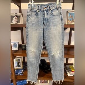 Celine SL003 High Rise Straight Leg Distressed Jeans